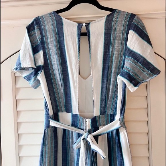 Crystal Sky Medium Blue & White Striped Romper - Picture 13 of 14